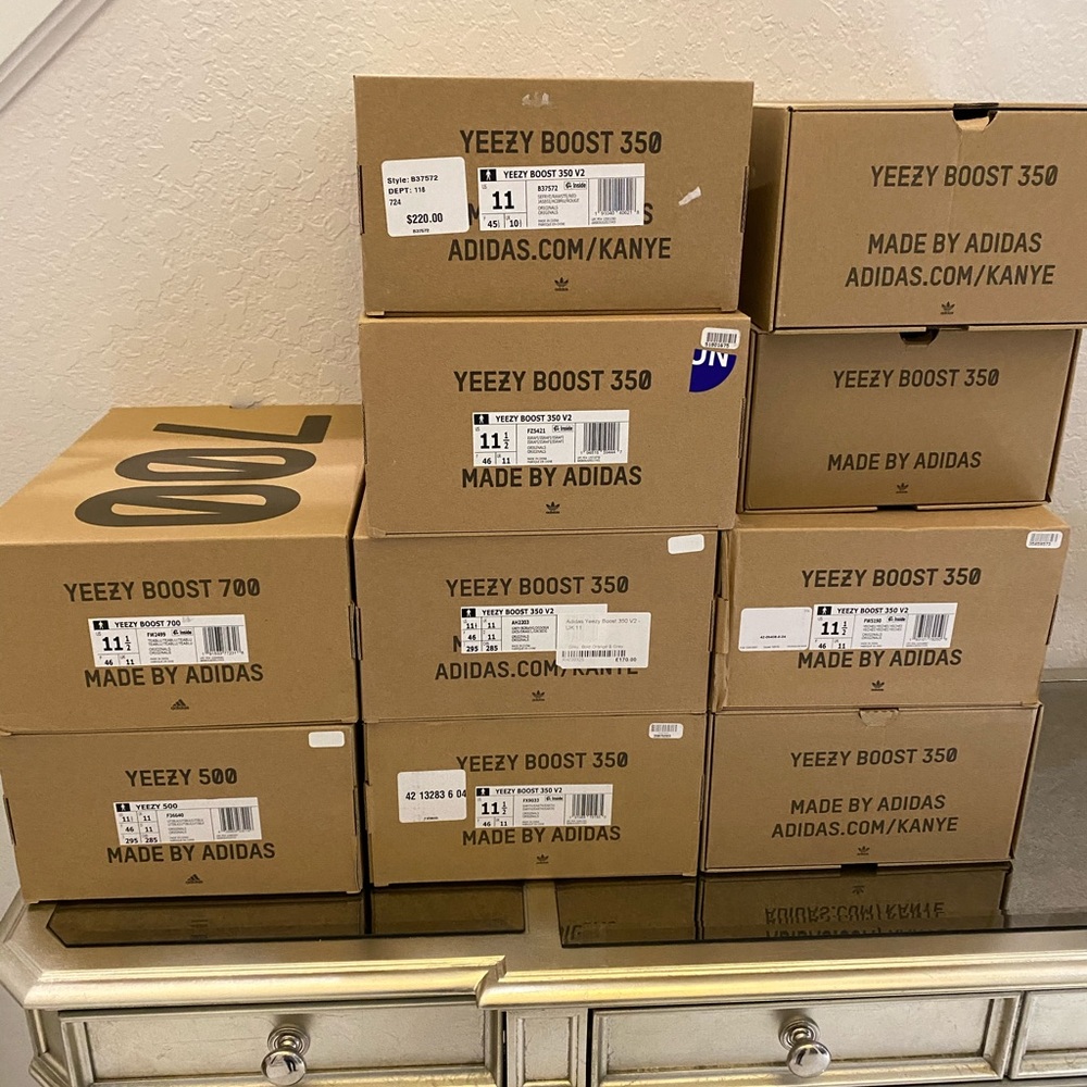 11 empty yeezy boxes